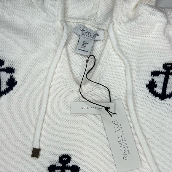 NWT Rachel Zoe Hooded Anchor Sweater Cream Nautical Boat Beach Woman’s size M - Picture 5 of 9